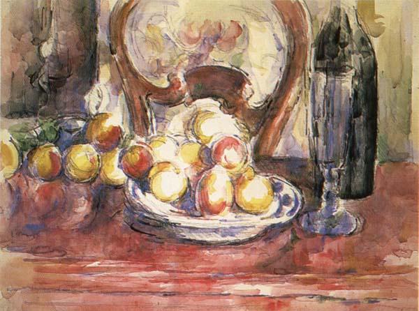 Paul Cezanne Nature morte,pommes,bouteille et dossier de chaise